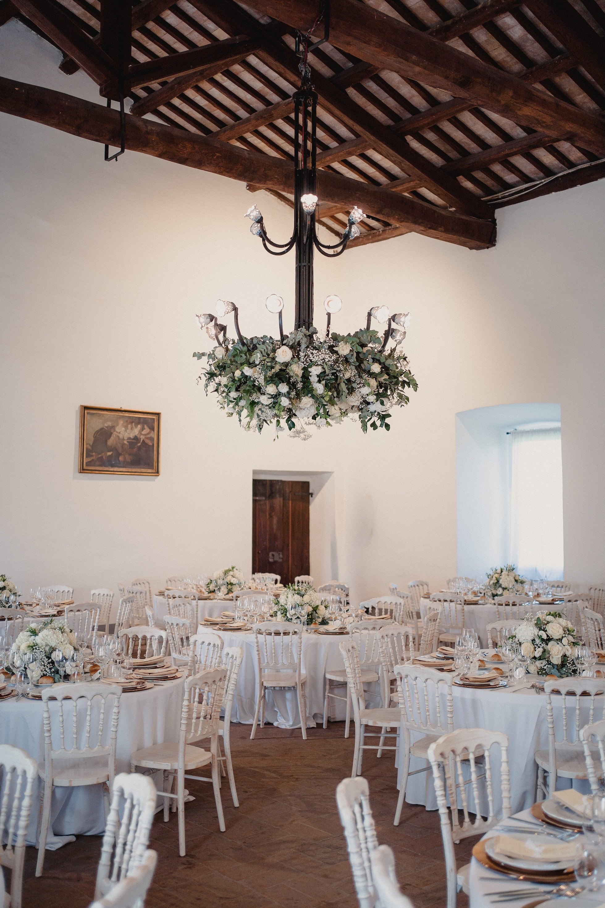 La sala allestita per il ricevimento