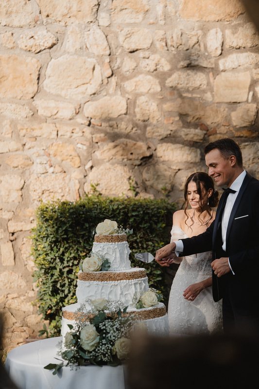 Gli sposi e il taglio della torta