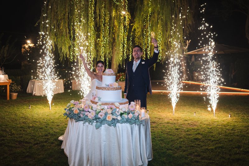 Il taglio della torta nel giardino